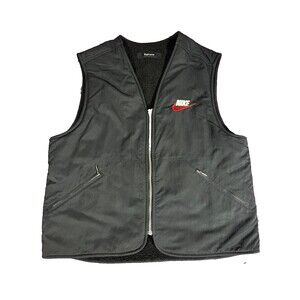 Supreme x Nike Reversible Puffy Work Vest Black FW18 Size Large L Sherpa Fleece